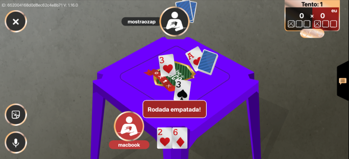 Exemplo de Rodada Empatada no Truco